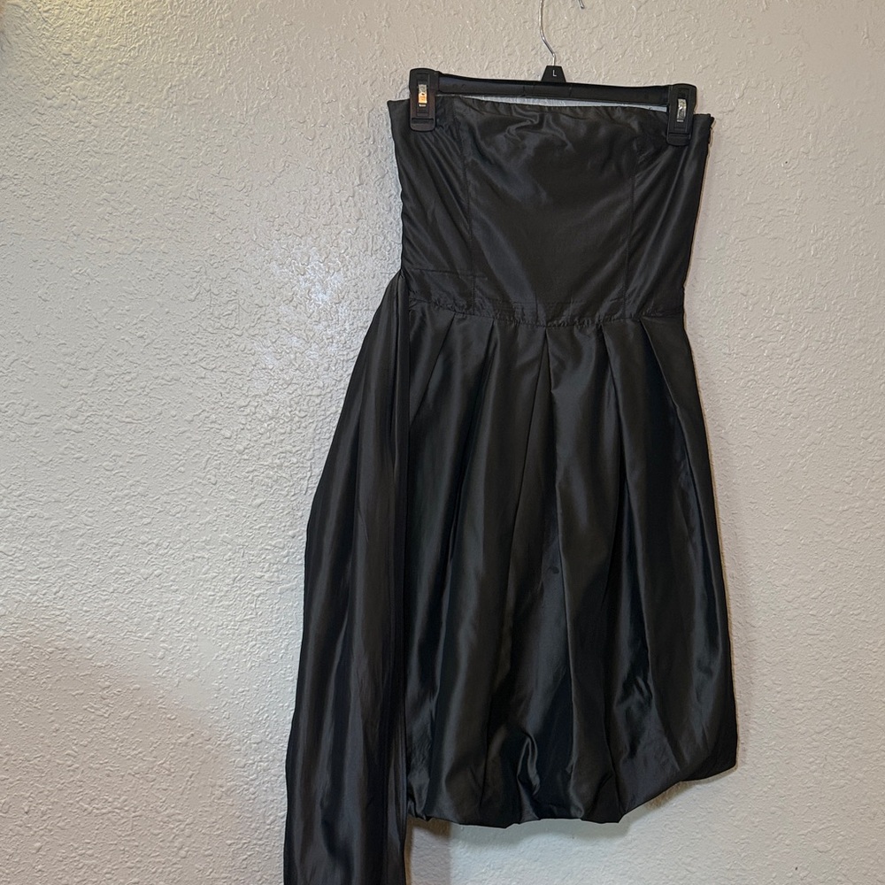 Zara Strapless Black Satin Cocktail Dress